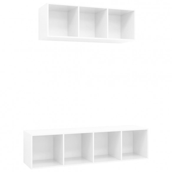 Ensemble de meuble TV 2 pcs Blanc brillant Aggloméré