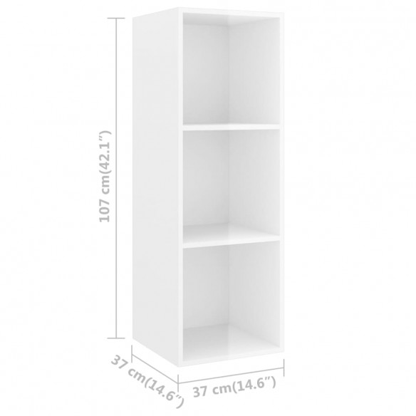 Ensemble de meuble TV 2 pcs Blanc brillant Aggloméré