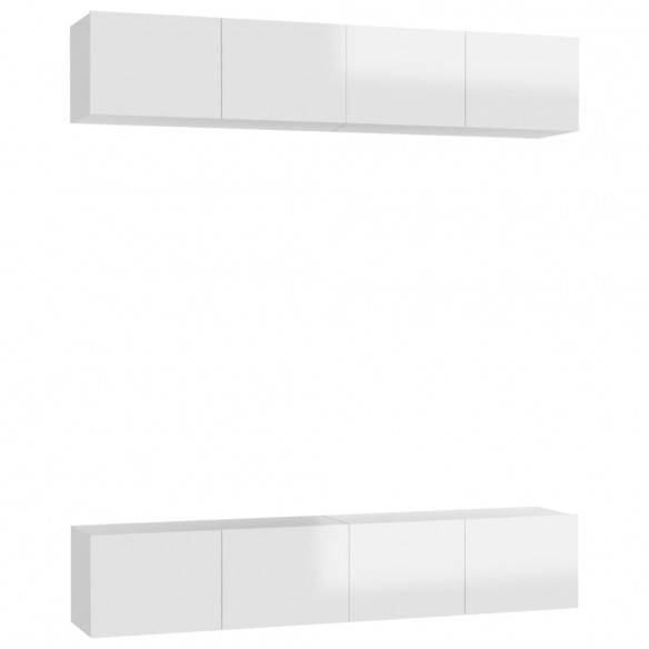 Meubles TV 4 pcs Blanc brillant 80x30x30 cm Aggloméré