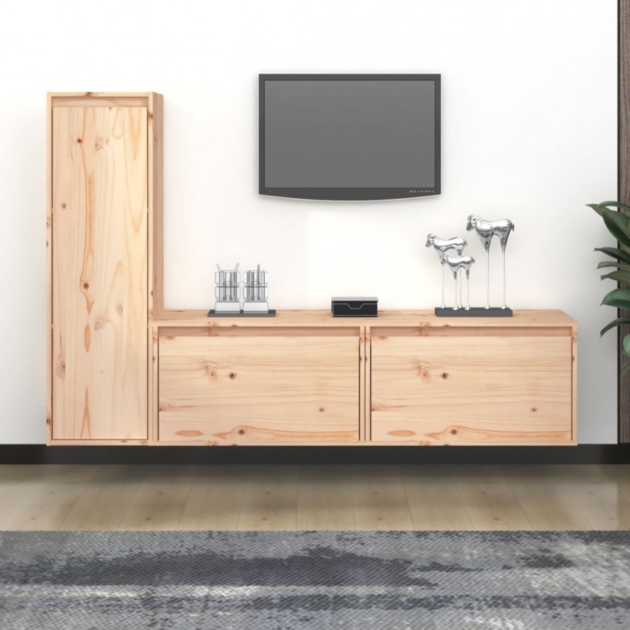 Meubles TV 3 pcs Bois massif de pin