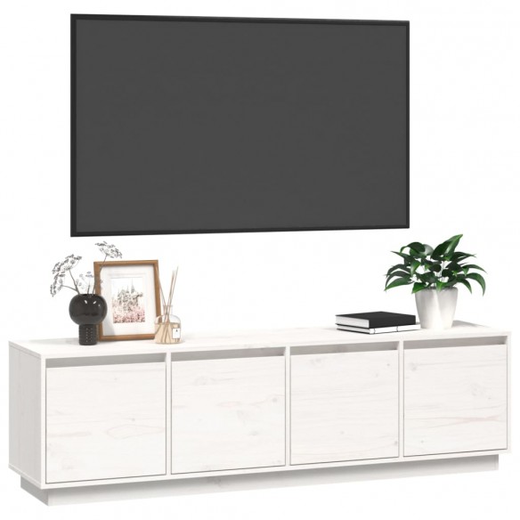 Meuble TV Blanc 156x37x45 cm Bois de pin massif