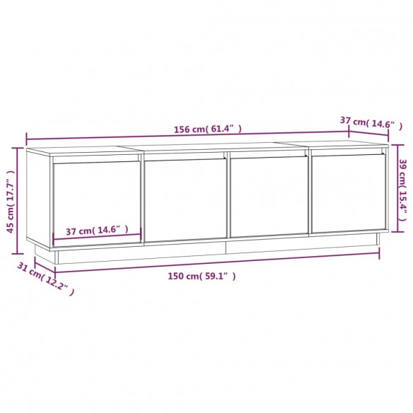 Meuble TV Blanc 156x37x45 cm Bois de pin massif