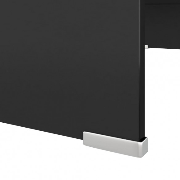 Meuble TV/ Support pour moniteur 70 x 30 x 13 cm Verre Noir