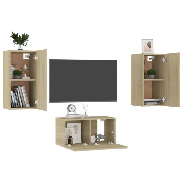 Ensemble de meubles TV 3 pcs Chêne sonoma Aggloméré