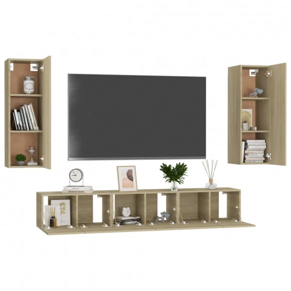 Ensemble de meubles TV 5 pcs Chêne sonoma Aggloméré