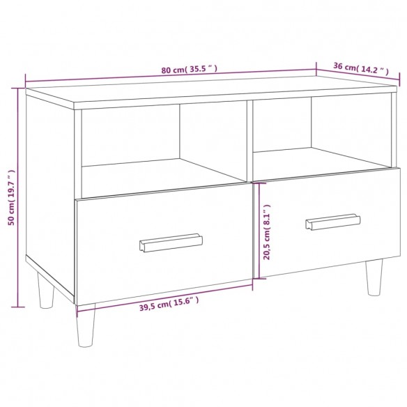 Meuble TV Blanc 80x36x50 cm Bois d'ingénierie