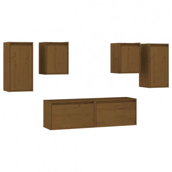 Meubles TV 6 pcs Marron miel Bois massif de pin