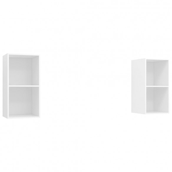 Meubles TV muraux 2 pcs Blanc Aggloméré