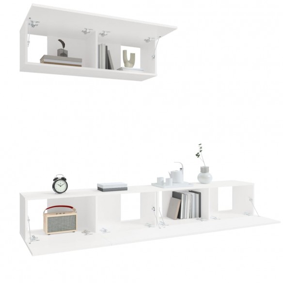 Ensemble de meubles TV 3 pcs Blanc Bois d'ingénierie