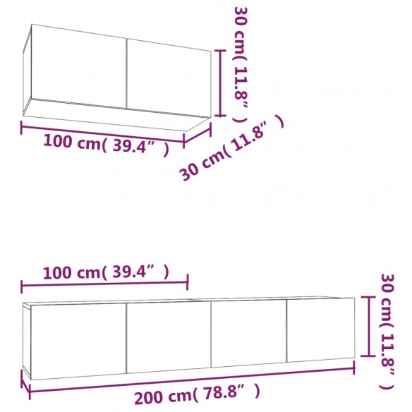 Ensemble de meubles TV 3 pcs Blanc Bois d'ingénierie