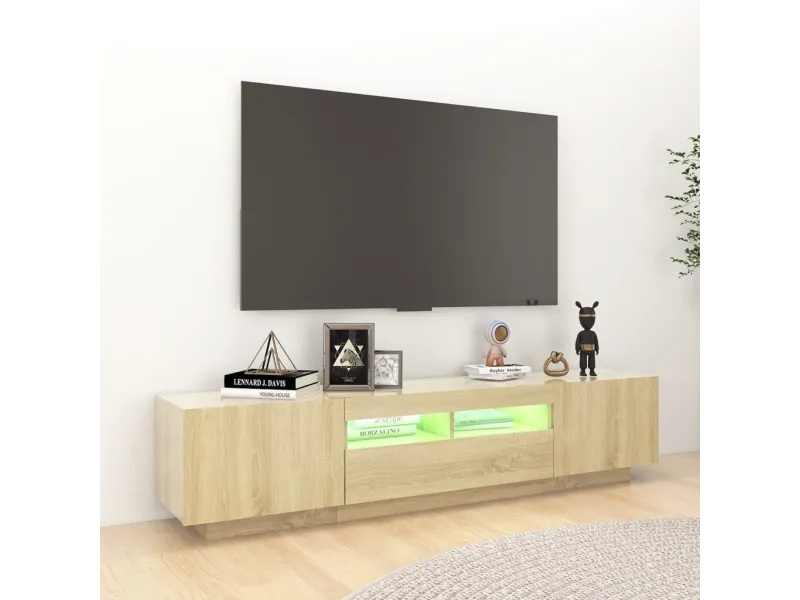 Meuble TV avec lumières LED Chêne sonoma 180x35x40 cm