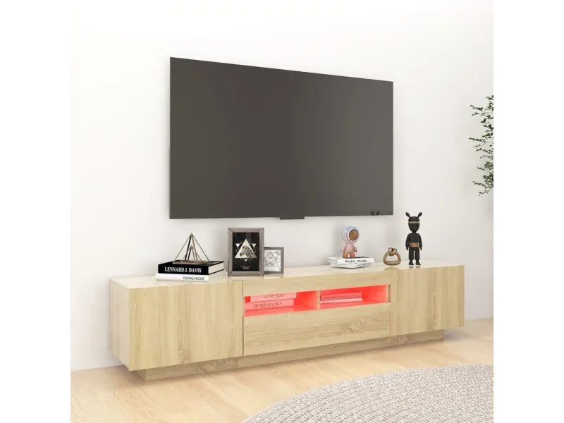 Meuble TV avec lumières LED Chêne sonoma 180x35x40 cm