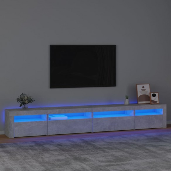 Meuble TV avec lumières LED Gris béton 270x35x40 cm