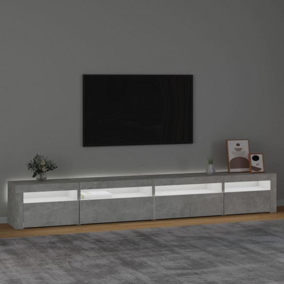 Meuble TV avec lumières LED Gris béton 270x35x40 cm