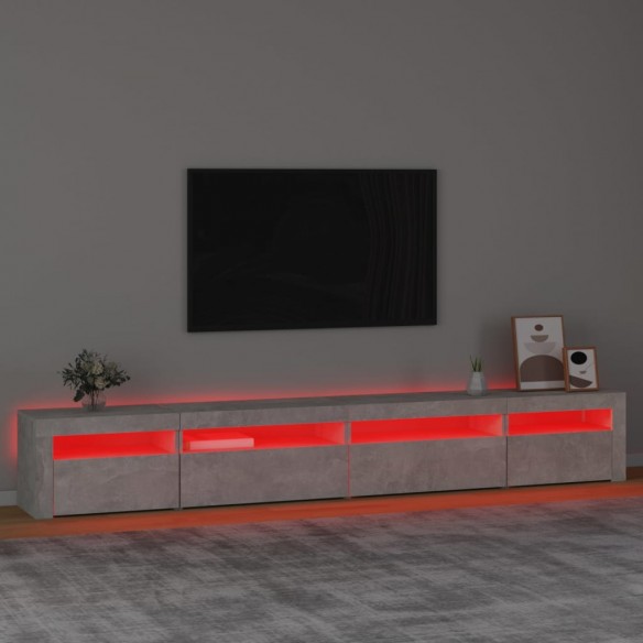 Meuble TV avec lumières LED Gris béton 270x35x40 cm