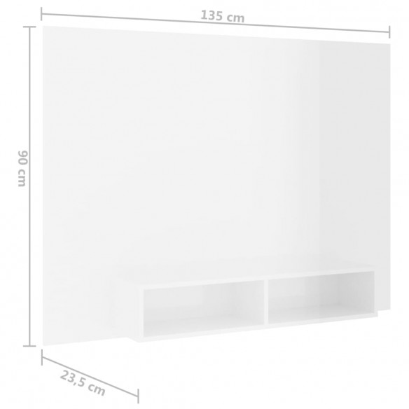 Meuble TV mural Blanc brillant 135x23,5x90 cm Aggloméré