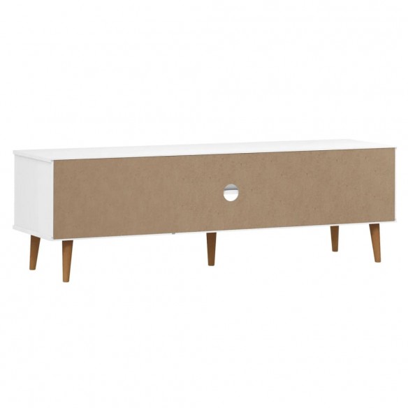 Meuble TV MOLDE Blanc 158x40x49 cm Bois de pin massif