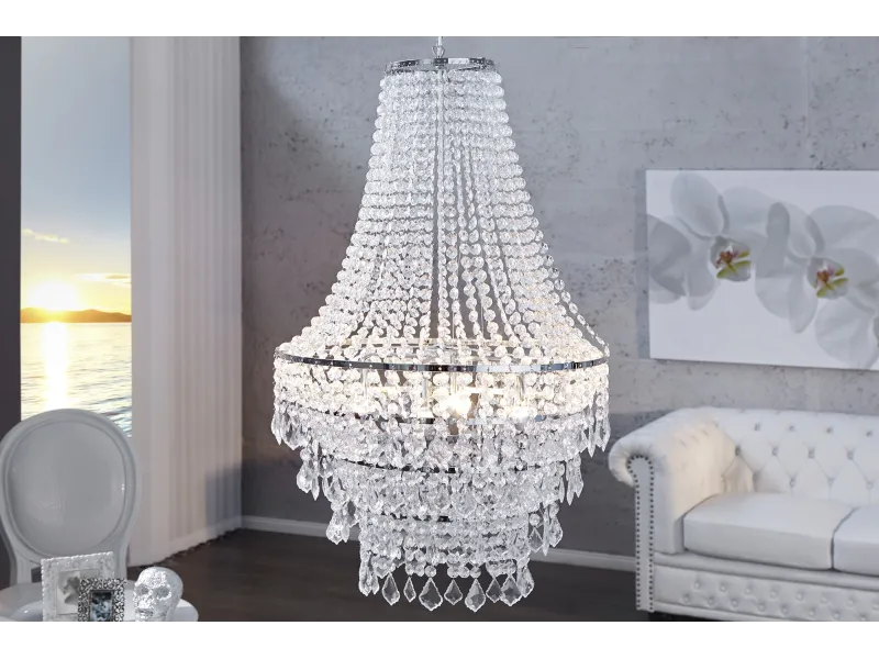 Lustre de luxe Royal 60cm avec des cristaux en strass transparent