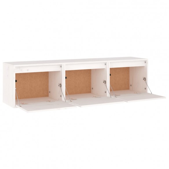 Meubles TV 3 pcs Blanc Bois massif de pin