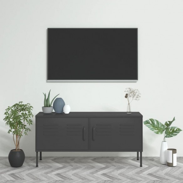 Meuble TV Anthracite 105x35x50 cm Acier