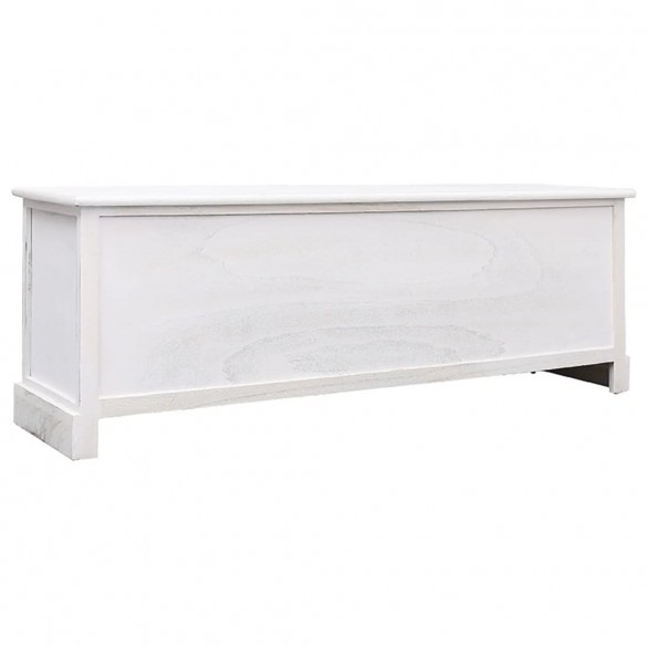 Meuble TV Blanc antique 108x30x40 cm Bois de Paulownia solide