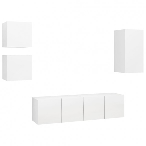 Ensemble de meuble TV 5 pcs Blanc Aggloméré