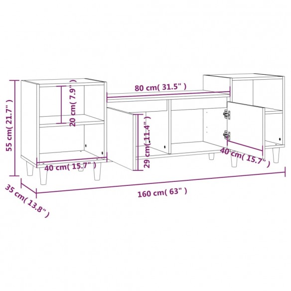 Meuble TV Blanc 160x35x55 cm Bois d'ingénierie