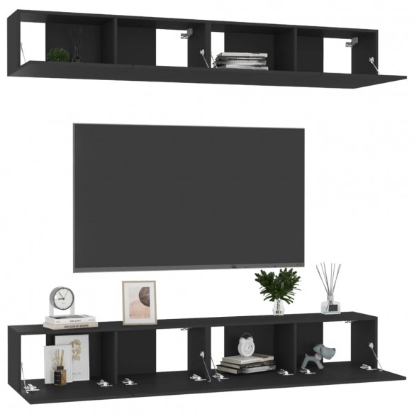 Meubles TV 4 pcs Noir 100x30x30 cm Aggloméré