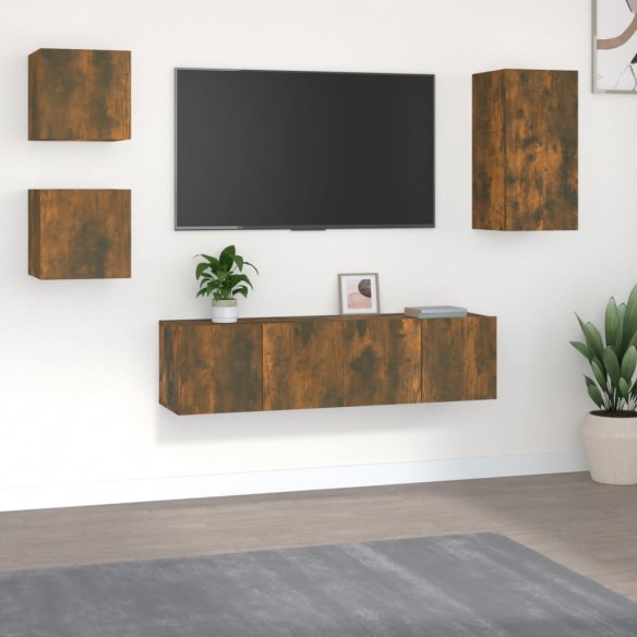 Ensemble de meubles TV 5 pcs Chêne fumé Bois d'ingénierie