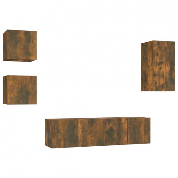 Ensemble de meubles TV 5 pcs Chêne fumé Bois d'ingénierie