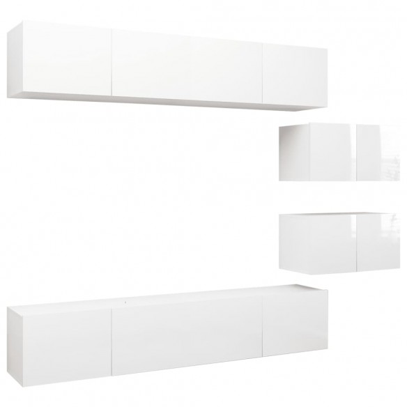 Ensemble de meuble TV 6 pcs Blanc brillant Aggloméré