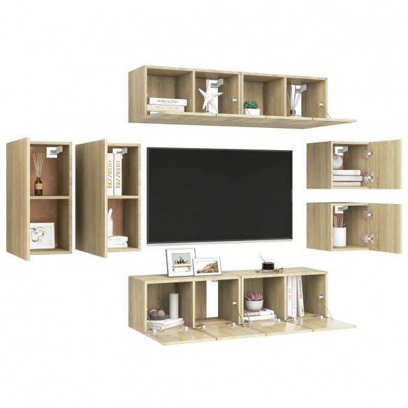 Ensemble de meuble TV 8 pcs Chêne sonoma Aggloméré