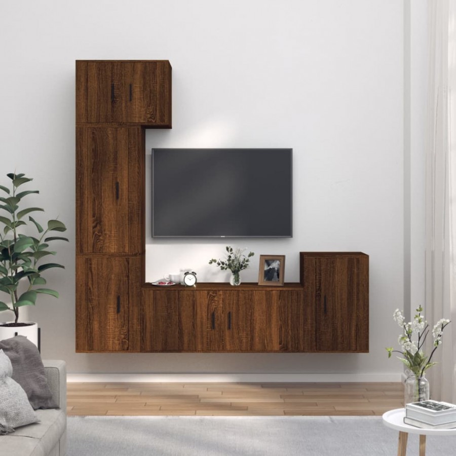 Ensemble de meubles TV 5 pcs Chêne marron Bois d'ingénierie