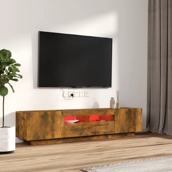 Ensemble de meubles TV avec lumières LED 2 pcs Chêne fumé