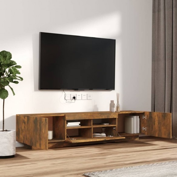 Ensemble de meubles TV avec lumières LED 2 pcs Chêne fumé