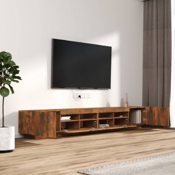 Ensemble de meubles TV avec lumières LED 3 pcs Chêne fumé