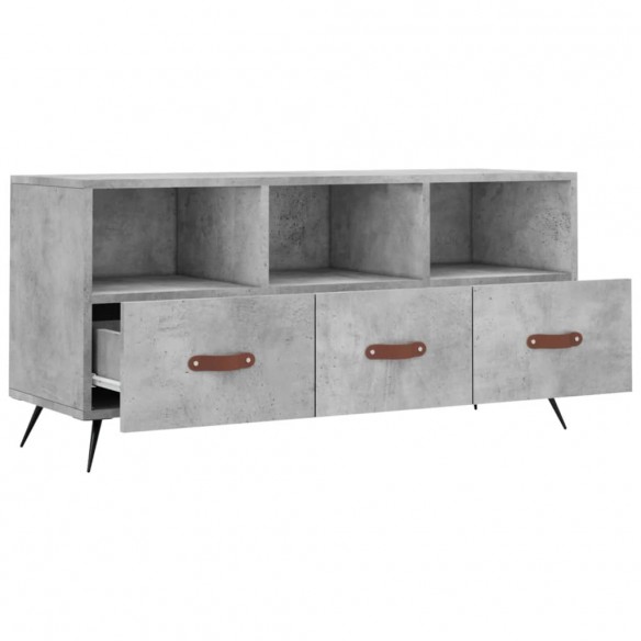 Meuble TV gris béton 102x36x50 cm bois d'ingénierie