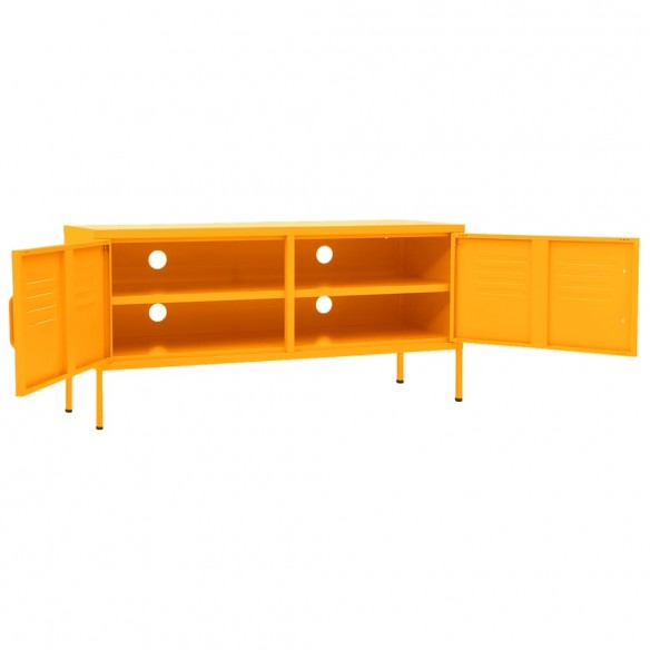 Meuble TV Jaune moutarde 105x35x50 cm Acier