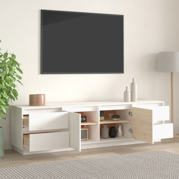 Meuble TV Blanc 176x37x47,5 cm Bois de pin massif