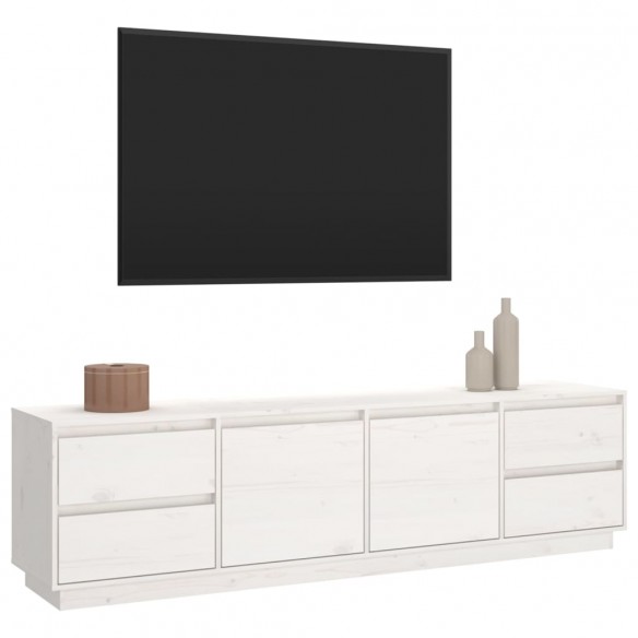 Meuble TV Blanc 176x37x47,5 cm Bois de pin massif