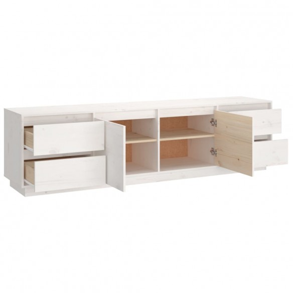 Meuble TV Blanc 176x37x47,5 cm Bois de pin massif