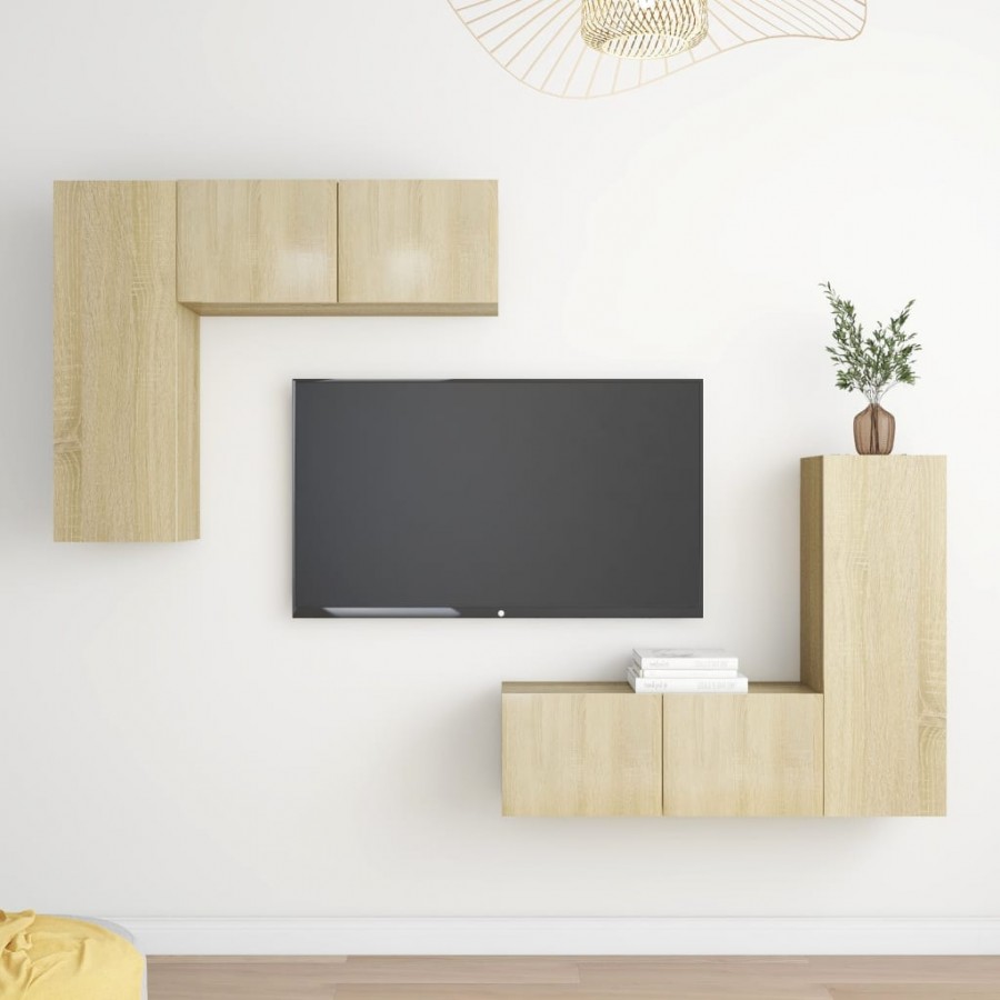 Ensemble de meubles TV 4 pcs Chêne sonoma Aggloméré