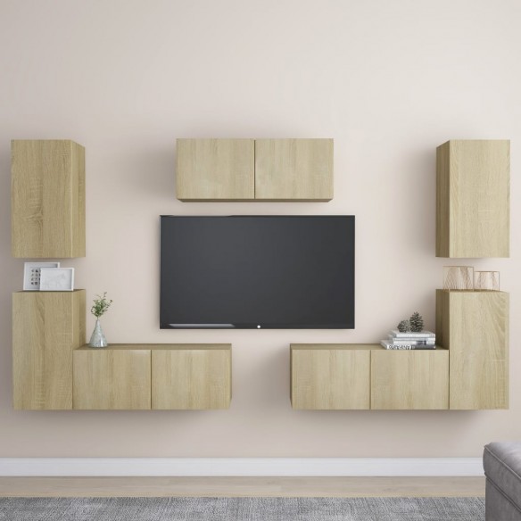 Ensemble de meubles TV 7 pcs Chêne sonoma Aggloméré