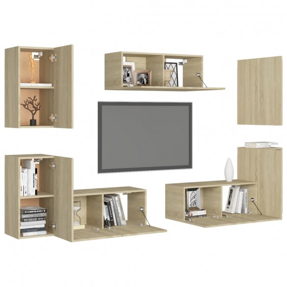 Ensemble de meubles TV 7 pcs Chêne sonoma Aggloméré