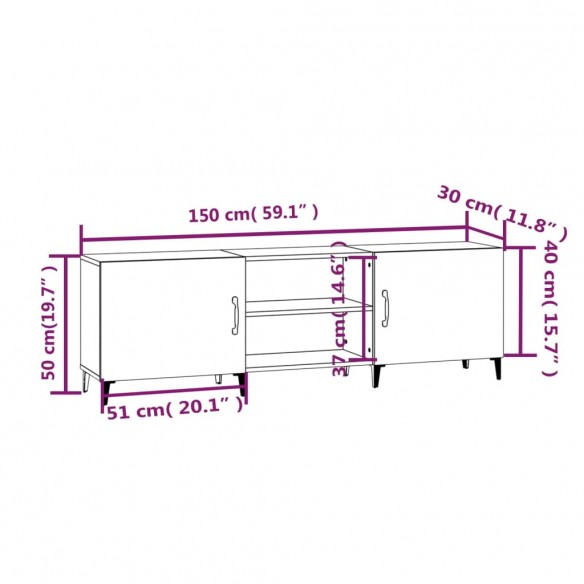 Meuble TV blanc 150x30x50 cm bois d'ingénierie