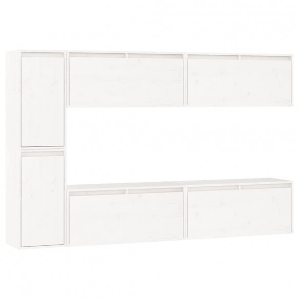 Meubles TV 6 pcs Blanc Bois massif de pin