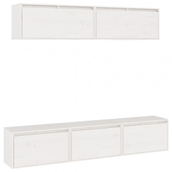 Meubles TV 5 pcs Blanc Bois massif de pin