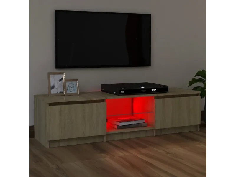 Meuble TV avec lumières LED chêne sonoma 120x30x35,5 cm
