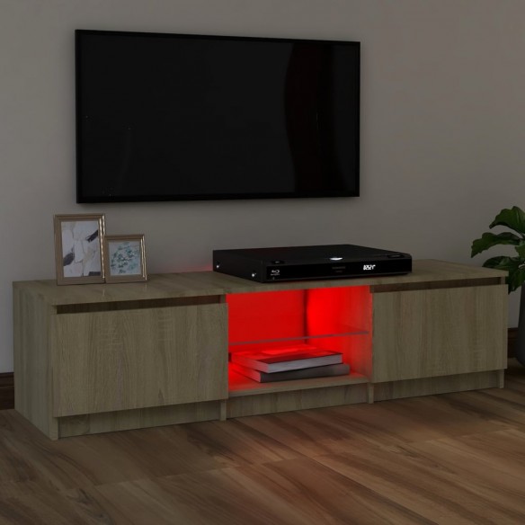 Meuble TV avec lumières LED chêne sonoma 120x30x35,5 cm