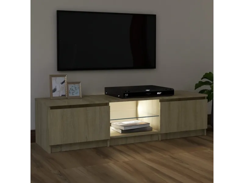 Meuble TV avec lumières LED chêne sonoma 120x30x35,5 cm